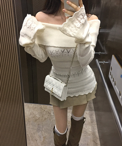 パンチングシースルーオフニット IVORY