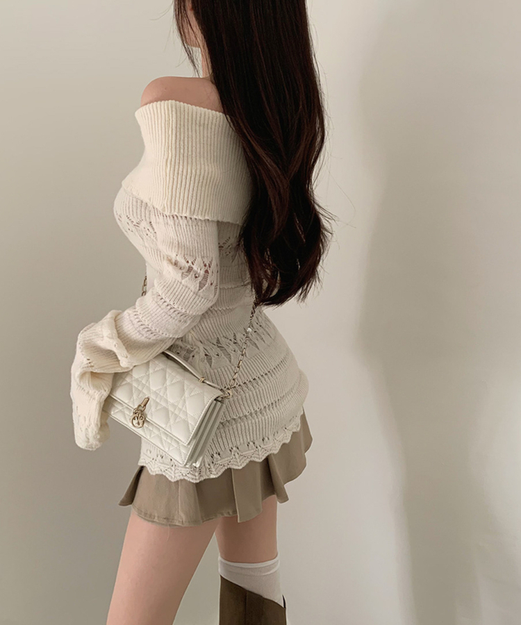 パンチングシースルーオフニット IVORY