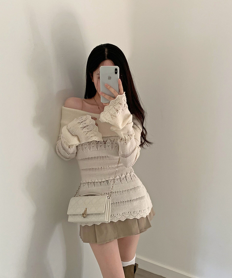 パンチングシースルーオフニット IVORY
