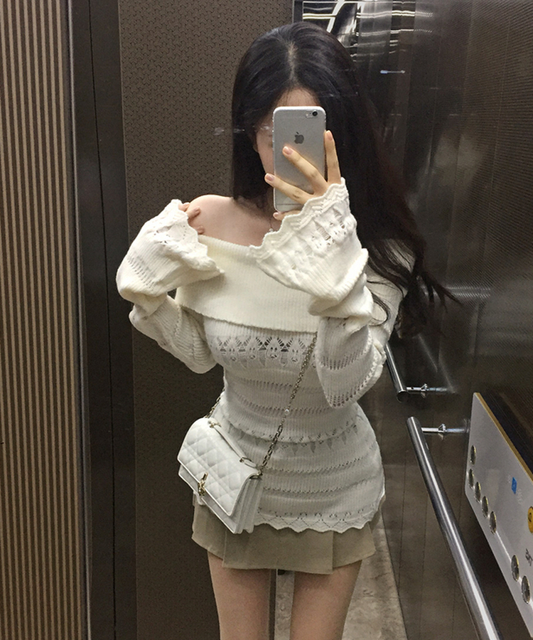 パンチングシースルーオフニット IVORY