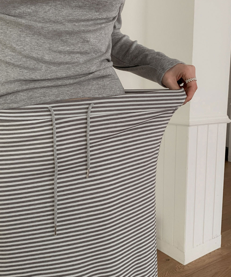 ストライプバンドロングスカート IVORY