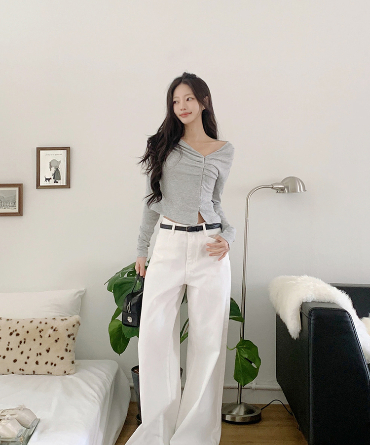 ピンターバックポケットデニムパンツ WHITE