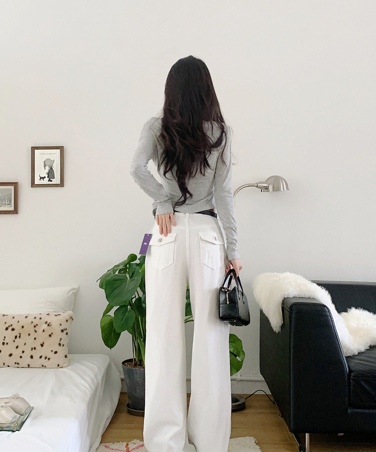 ピンターバックポケットデニムパンツ WHITE