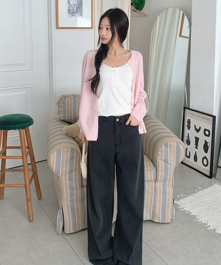 ピンターバックポケットデニムパンツ BLACK