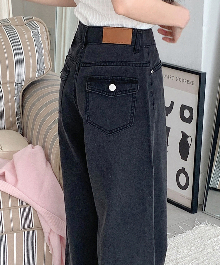 ピンターバックポケットデニムパンツ BLACK