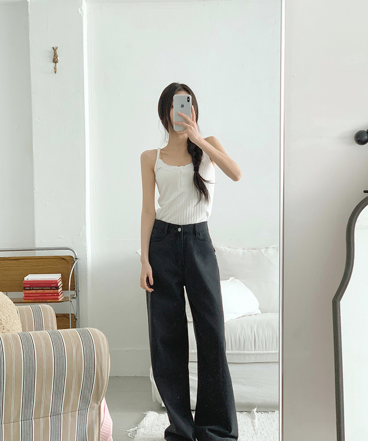 ピンターバックポケットデニムパンツ BLACK