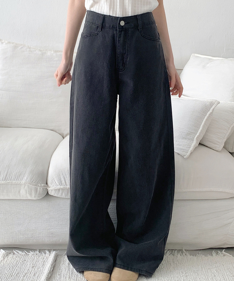 ピンターバックポケットデニムパンツ BLACK