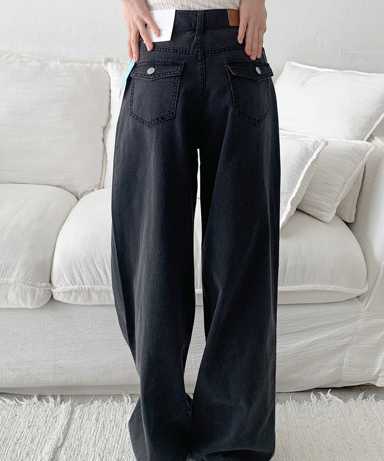 ピンターバックポケットデニムパンツ BLACK