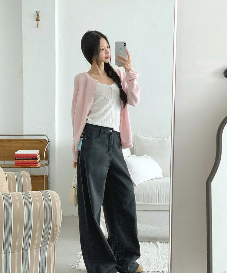 ピンターバックポケットデニムパンツ BLACK