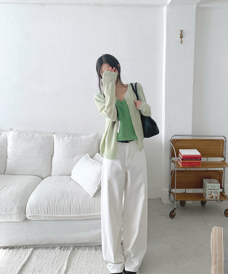 ピンターバックポケットデニムパンツ WHITE