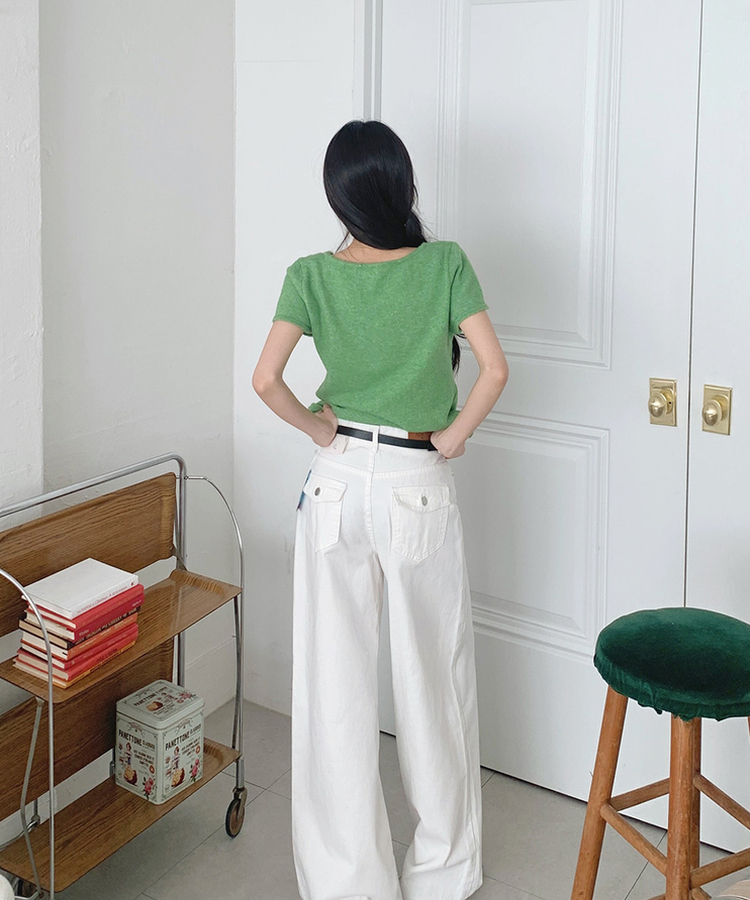 ピンターバックポケットデニムパンツ WHITE