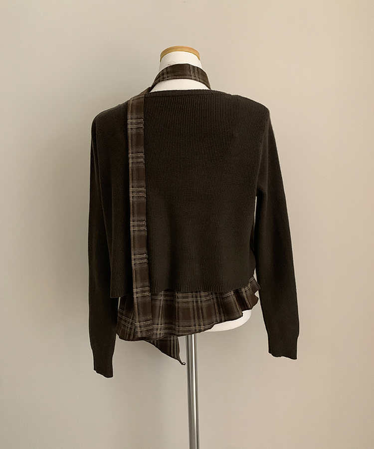 【SET】【マフラー付き】チェックキャミソール＋カーディガン