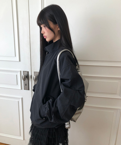 ナイロンウインドブレーカージャンパー BLACK