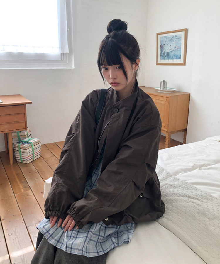 ナイロンウインドブレーカージャンパー BROWN