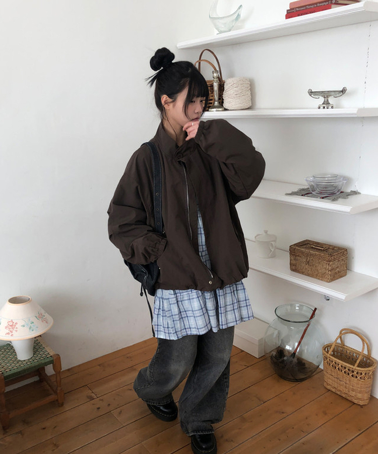 ナイロンウインドブレーカージャンパー BROWN