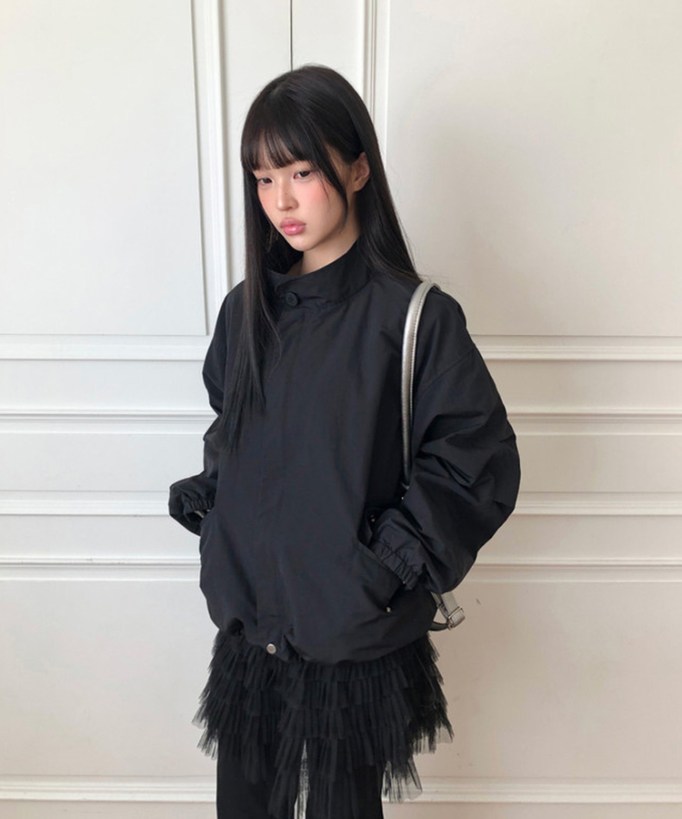 ナイロンウインドブレーカージャンパー BLACK