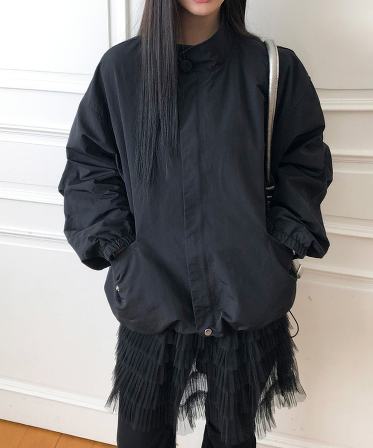 ナイロンウインドブレーカージャンパー BLACK