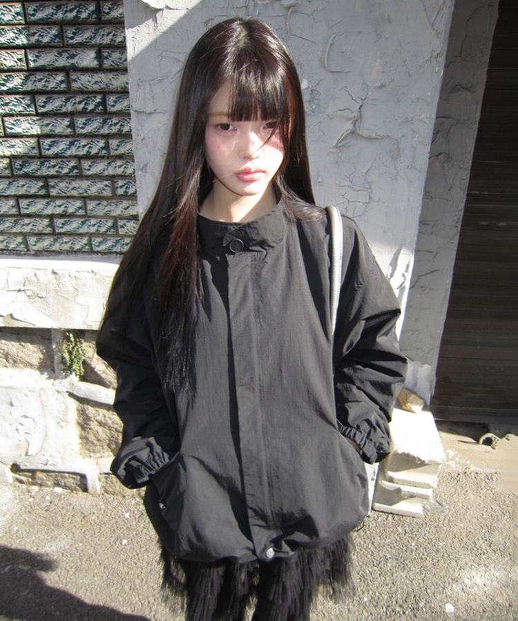 ナイロンウインドブレーカージャンパー BLACK