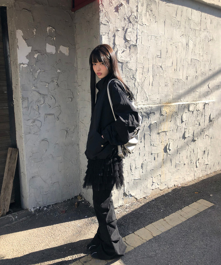 ナイロンウインドブレーカージャンパー BLACK