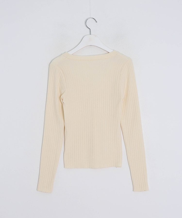 레이스 레이어드 브이넥 니트