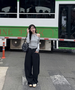 アンバランスリボンストラップTシャツ GRAY