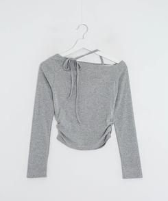 アンバランスリボンストラップTシャツ