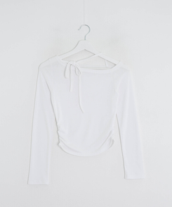 アンバランスリボンストラップTシャツ