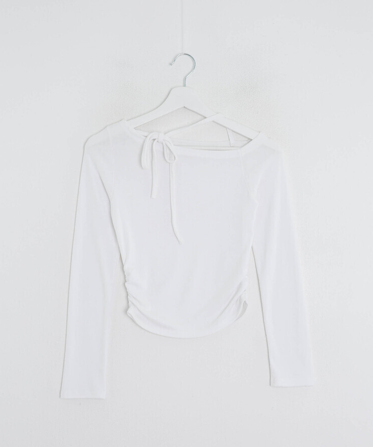 アンバランスリボンストラップTシャツ
