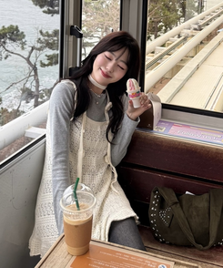 【SET】かぎ編みニットワンピース＋タイ IVORY