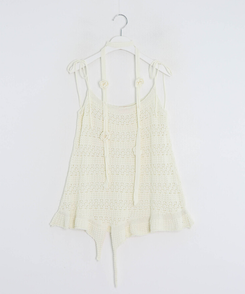 【SET】かぎ編みニットワンピース＋タイ