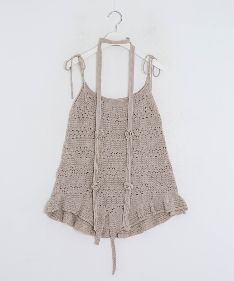 【SET】かぎ編みニットワンピース＋タイ