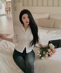 ボタンウエストストラップブラウス WHITE