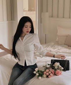 ボタンウエストストラップブラウス WHITE