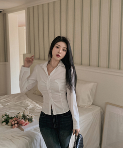 ボタンウエストストラップブラウス WHITE