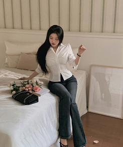 ボタンウエストストラップブラウス WHITE