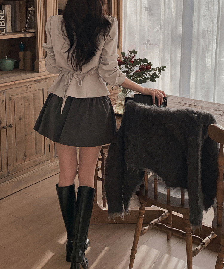 ボタンウエストストラップブラウス GREY