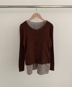 【SET】チェックリボンフリルキャミソール カーディガン