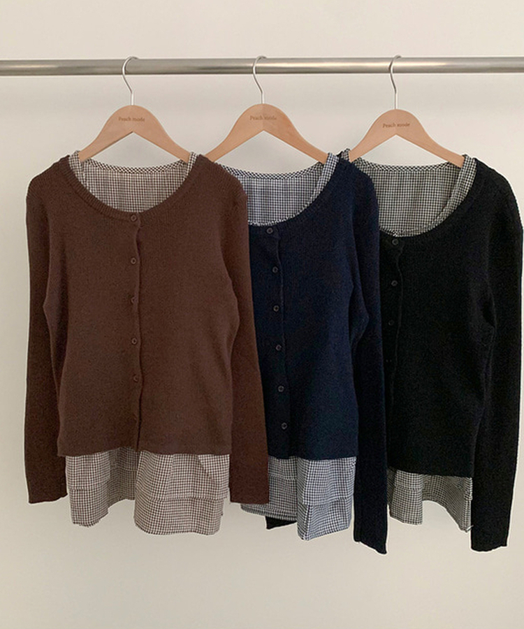 【SET】チェックリボンフリルキャミソール カーディガン