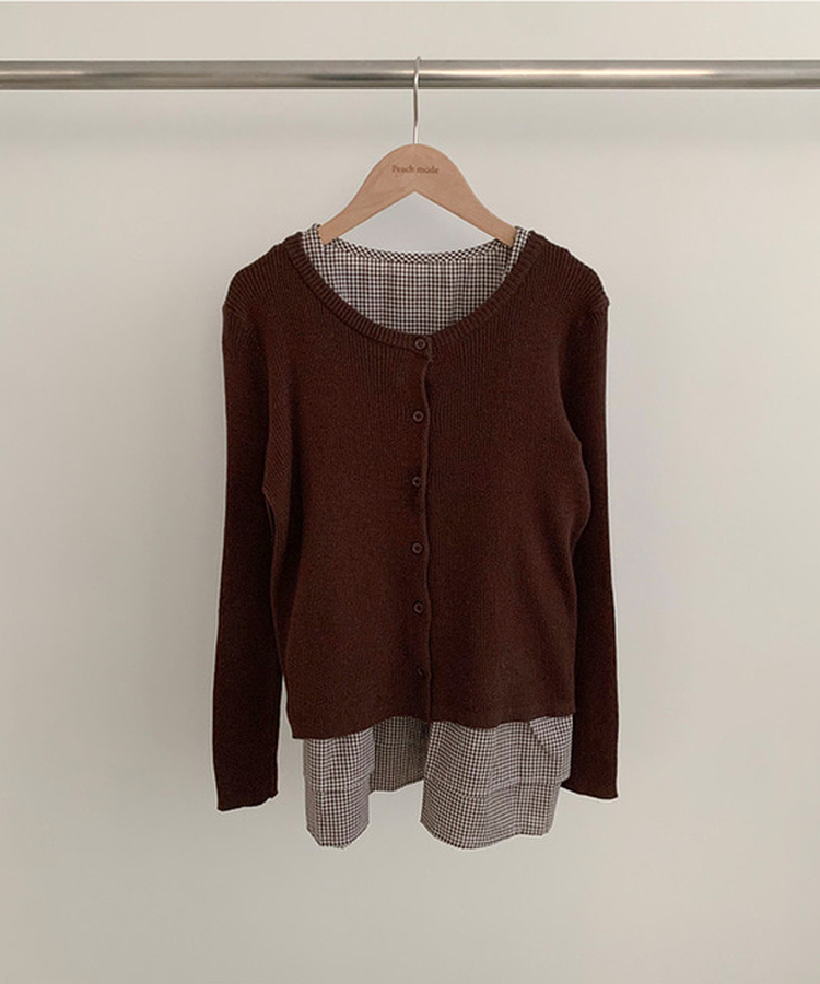【SET】チェックリボンフリルキャミソール カーディガン