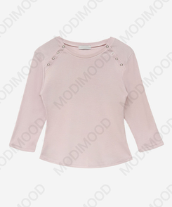 ボタンスナップ7分丈Tシャツ(5color)