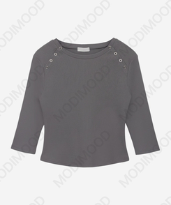 ボタンスナップ7分丈Tシャツ(5color)