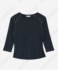 ボタンスナップ7分丈Tシャツ(5color)