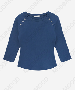 ボタンスナップ7分丈Tシャツ(5color)