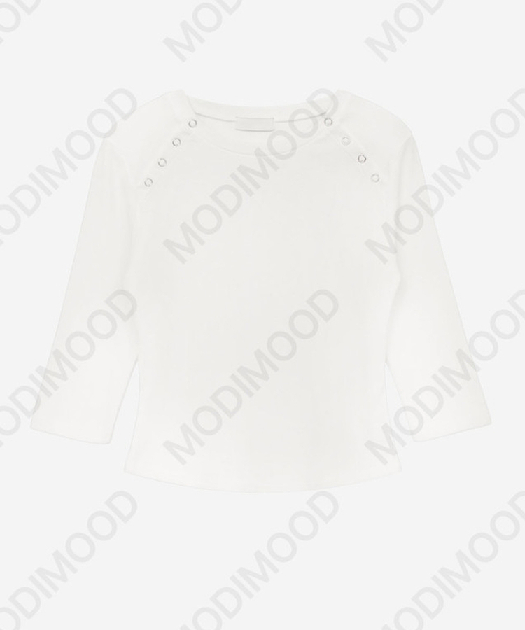 ボタンスナップ7分丈Tシャツ(5color)