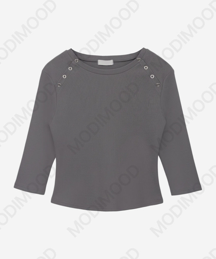 ボタンスナップ7分丈Tシャツ(5color)