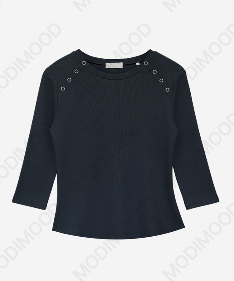 ボタンスナップ7分丈Tシャツ(5color)