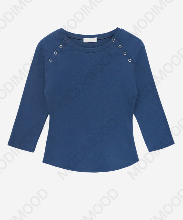 ボタンスナップ7分丈Tシャツ(5color)