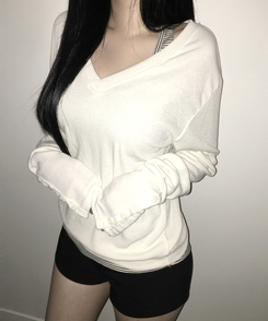 ハンドボタンルーズ長袖Tシャツ(5color) CREAM