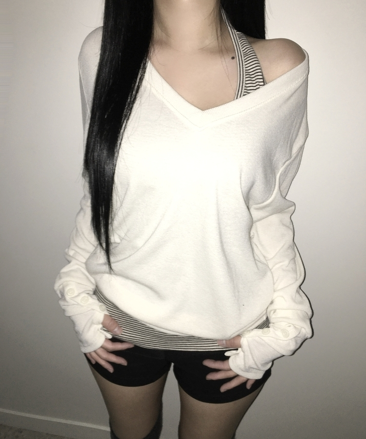 ハンドボタンルーズ長袖Tシャツ(5color) CREAM