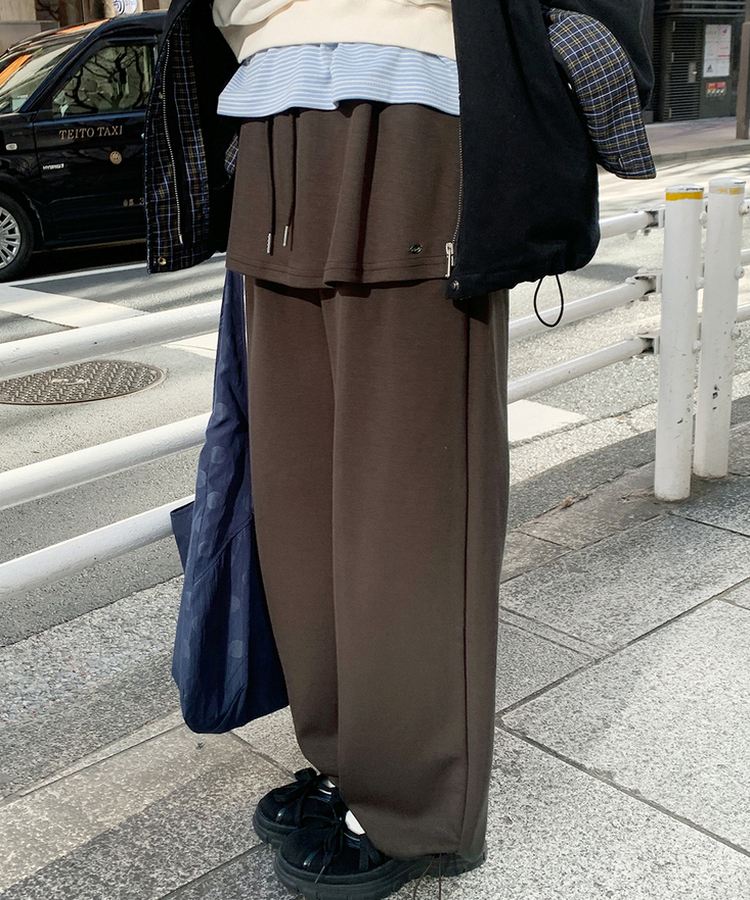 レイヤードトレーニングスカートパンツ BROWN